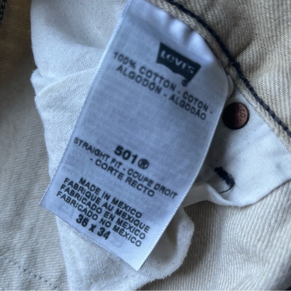 Levis 501 XX Straight Leg Beige Button Fly Rigid Y2K Jeans 36 X 34 (34 X 31) - Picture 9 of 11